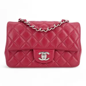 18B Dark Pink Caviar Mini Rectangular Flap Bag