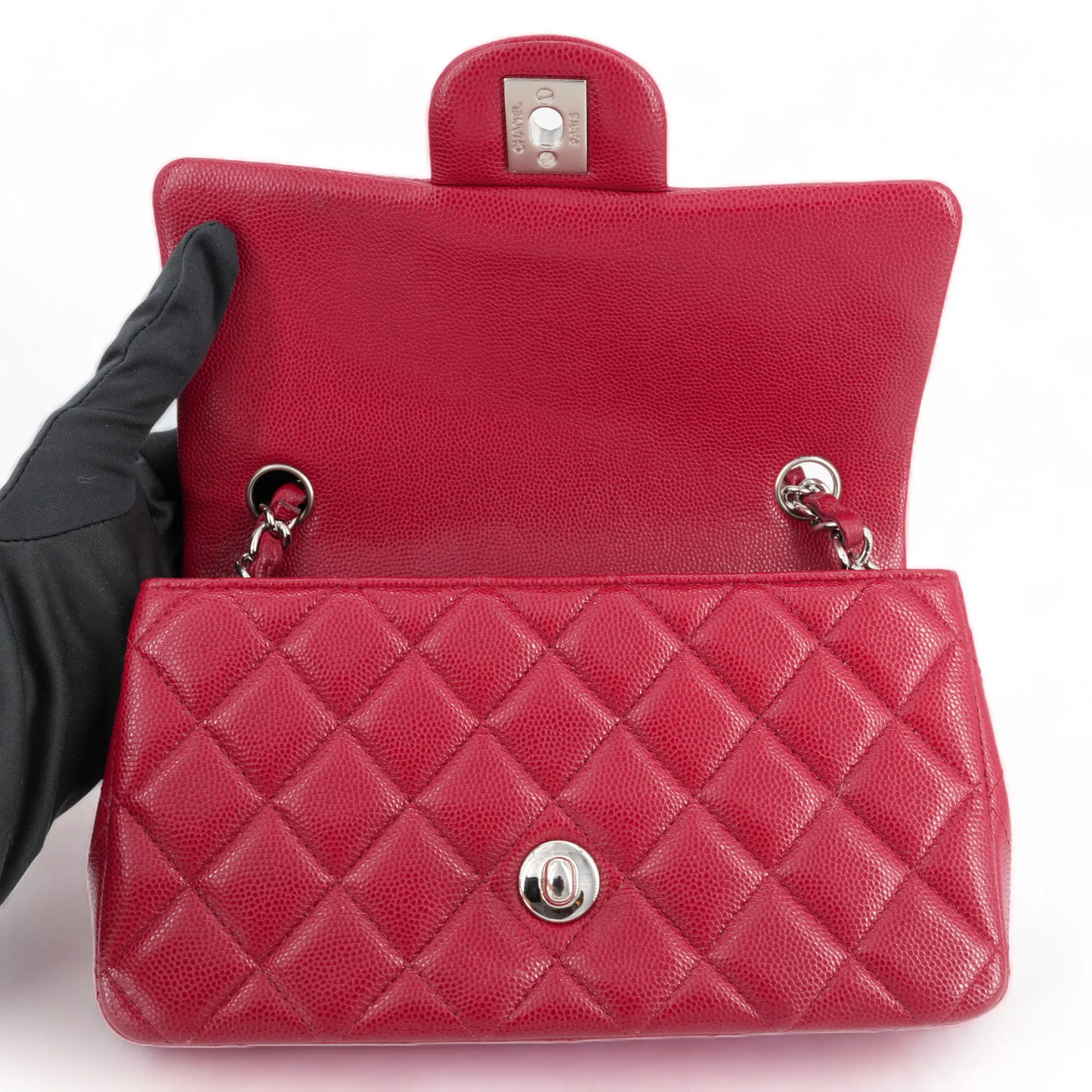 18B Dark Pink Caviar Mini Rectangular Flap Bag