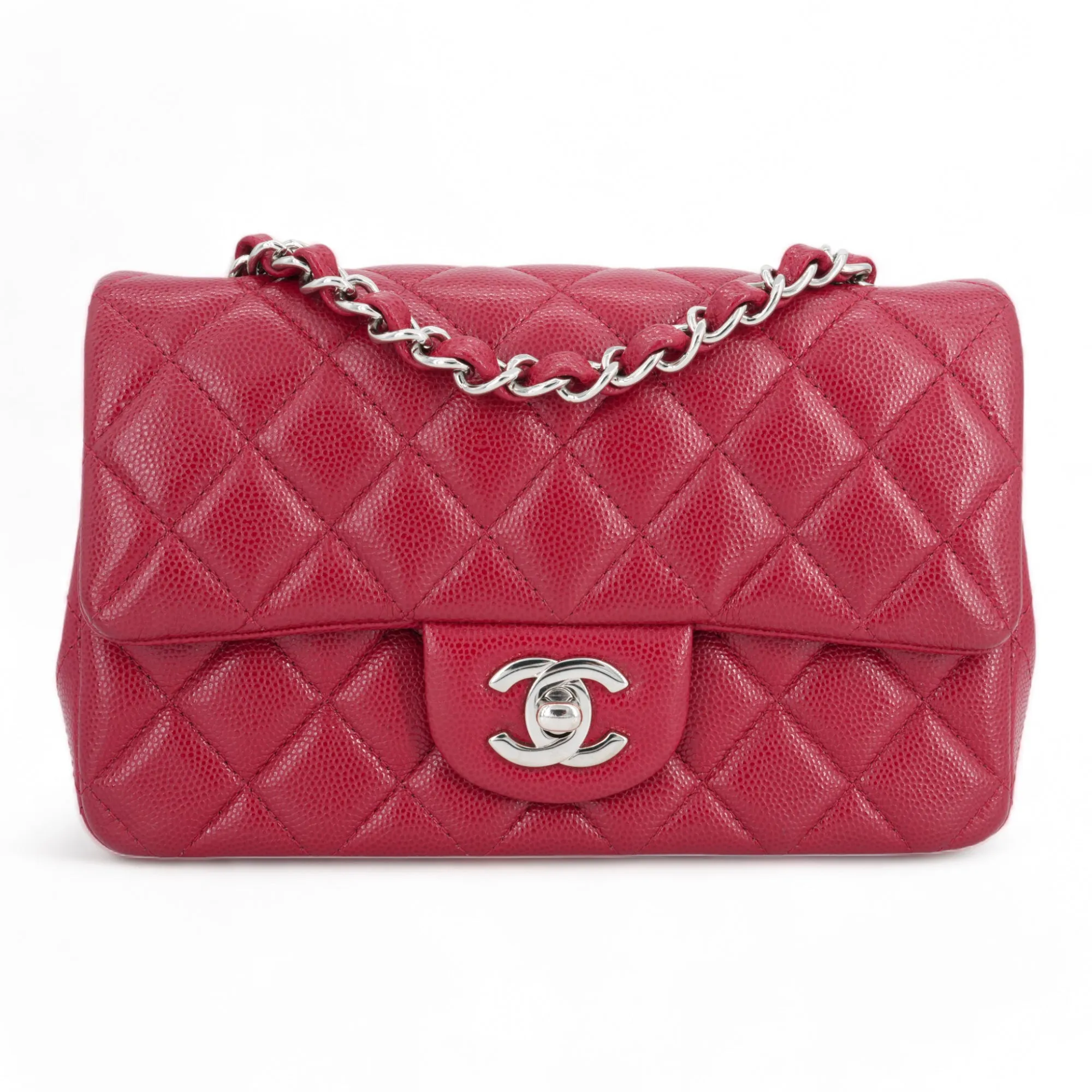18B Dark Pink Caviar Mini Rectangular Flap Bag