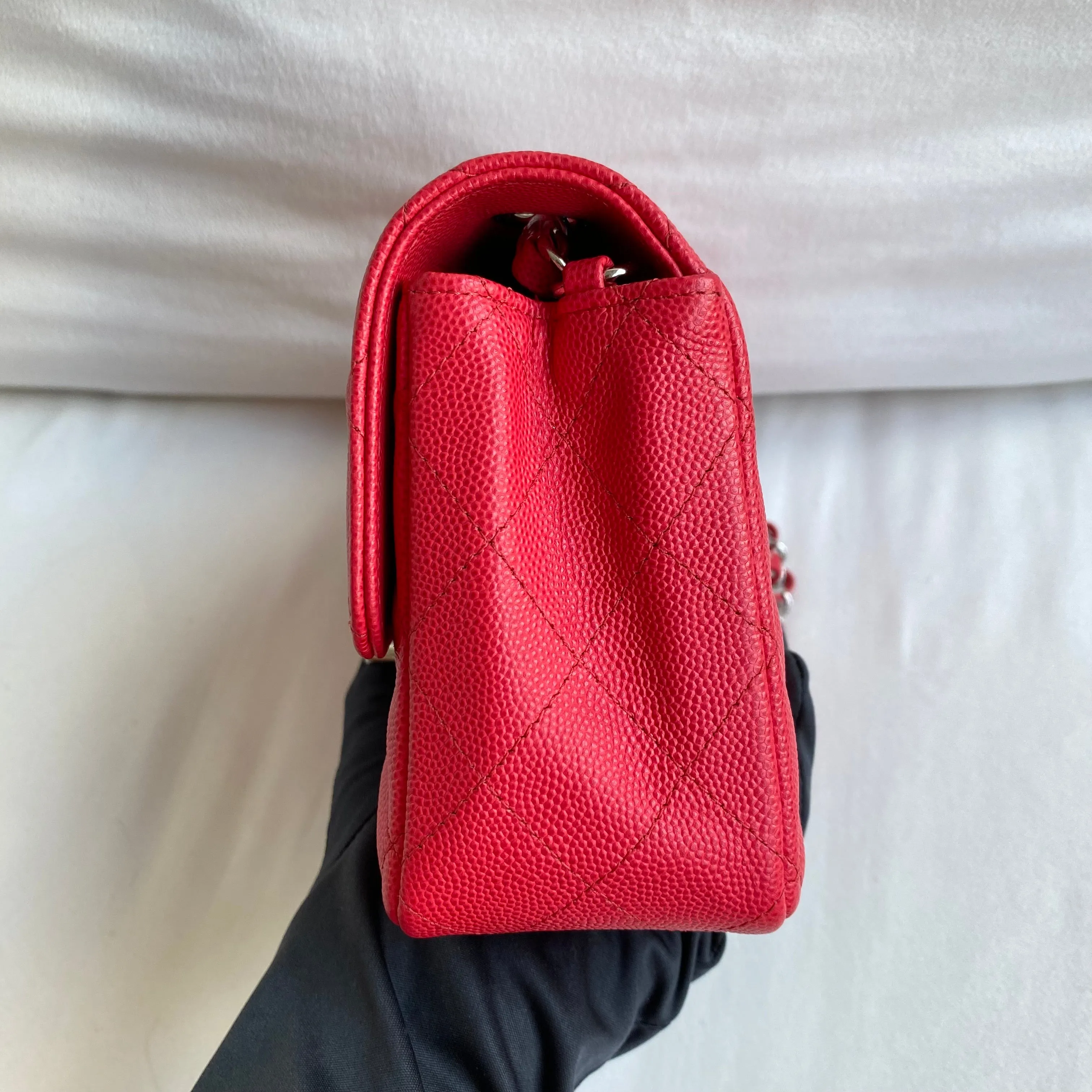 18C Light Red Caviar Mini Rectangular Flap Bag
