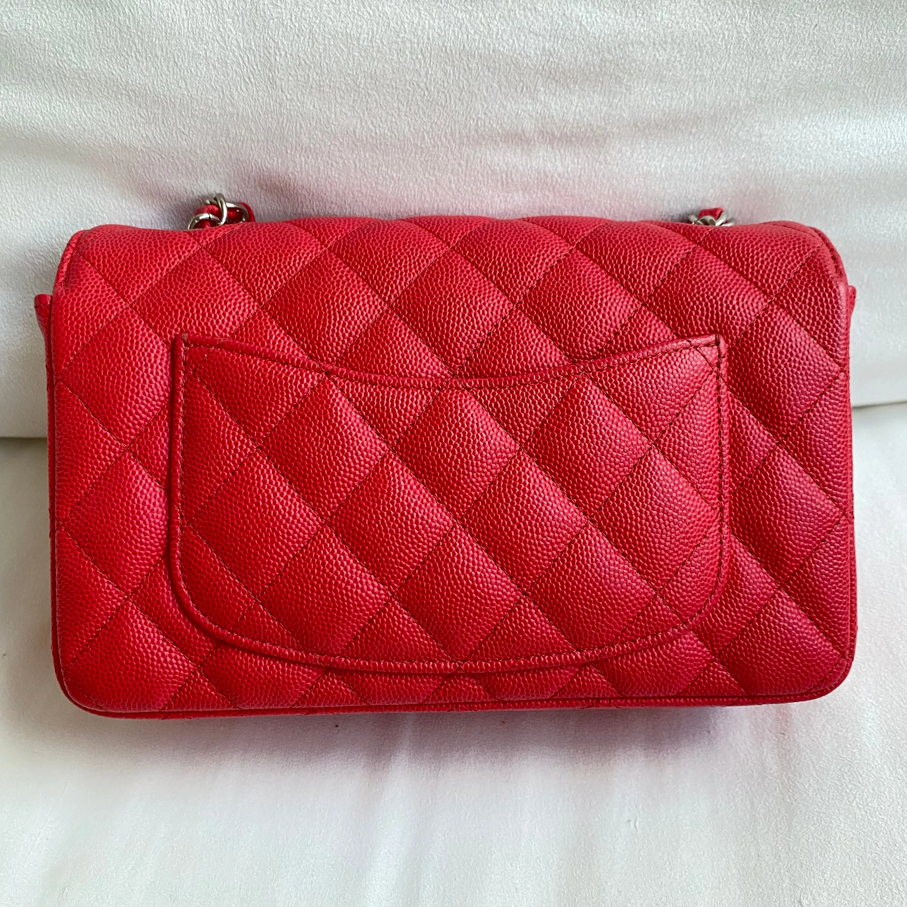 18C Light Red Caviar Mini Rectangular Flap Bag