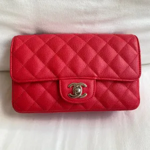 18C Light Red Caviar Mini Rectangular Flap Bag
