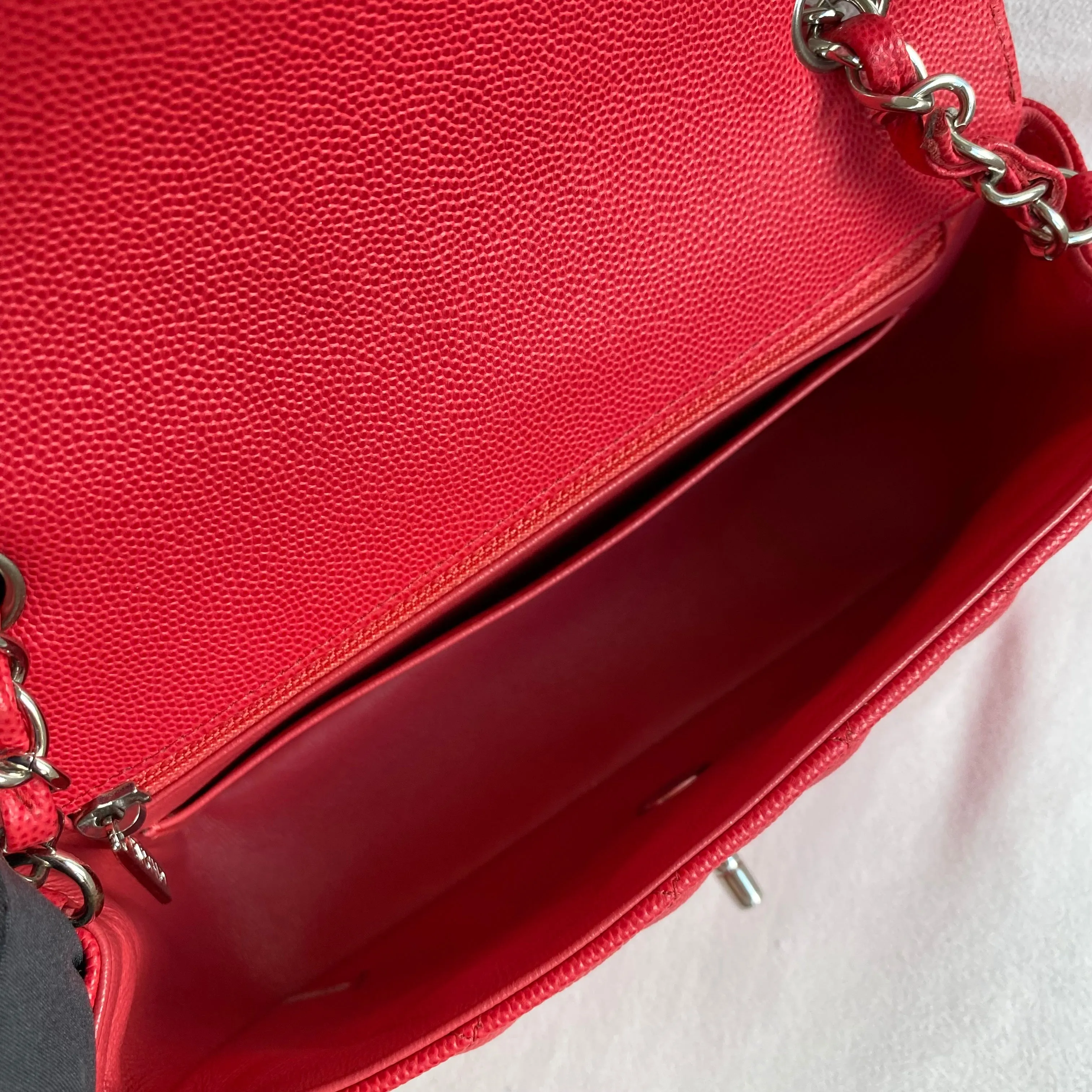 18C Light Red Caviar Mini Rectangular Flap Bag