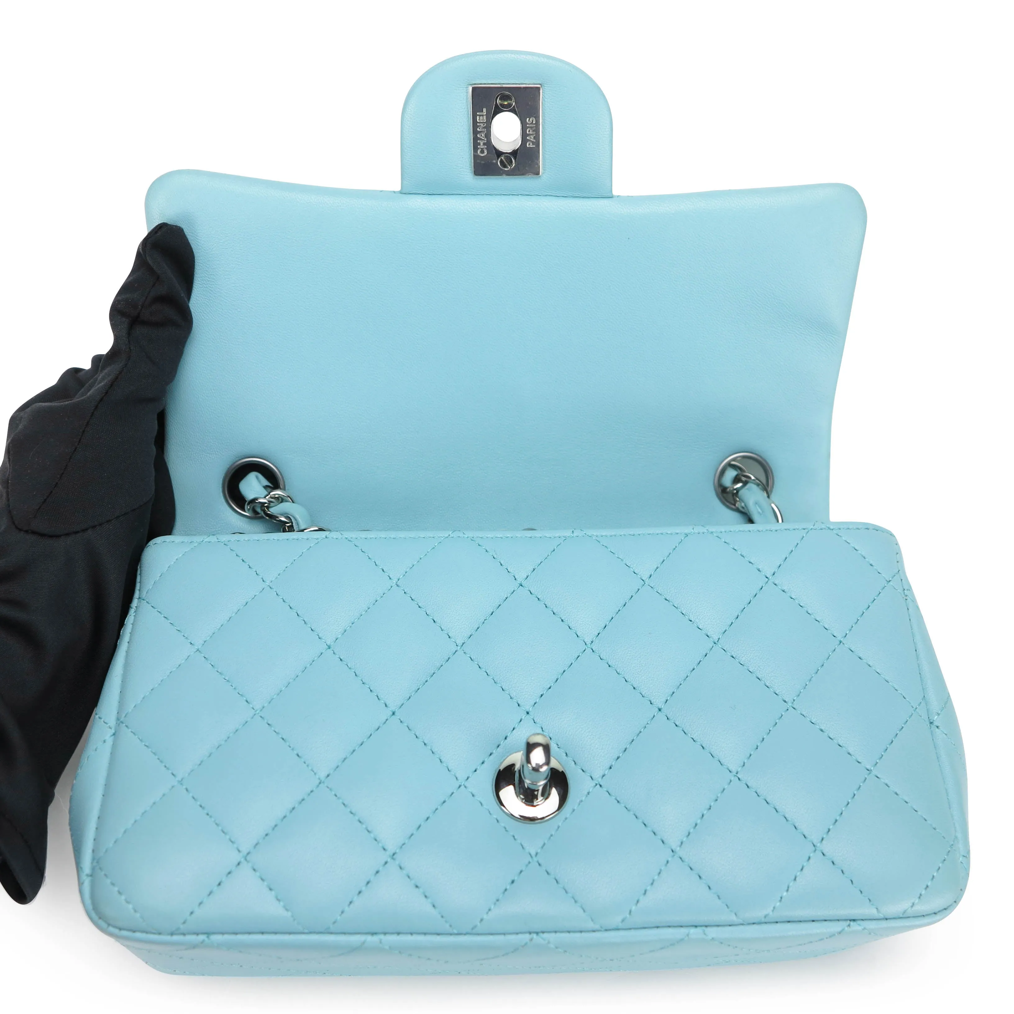 19C Tiffany Blue Lambskin Mini Rectangular Flap Bag