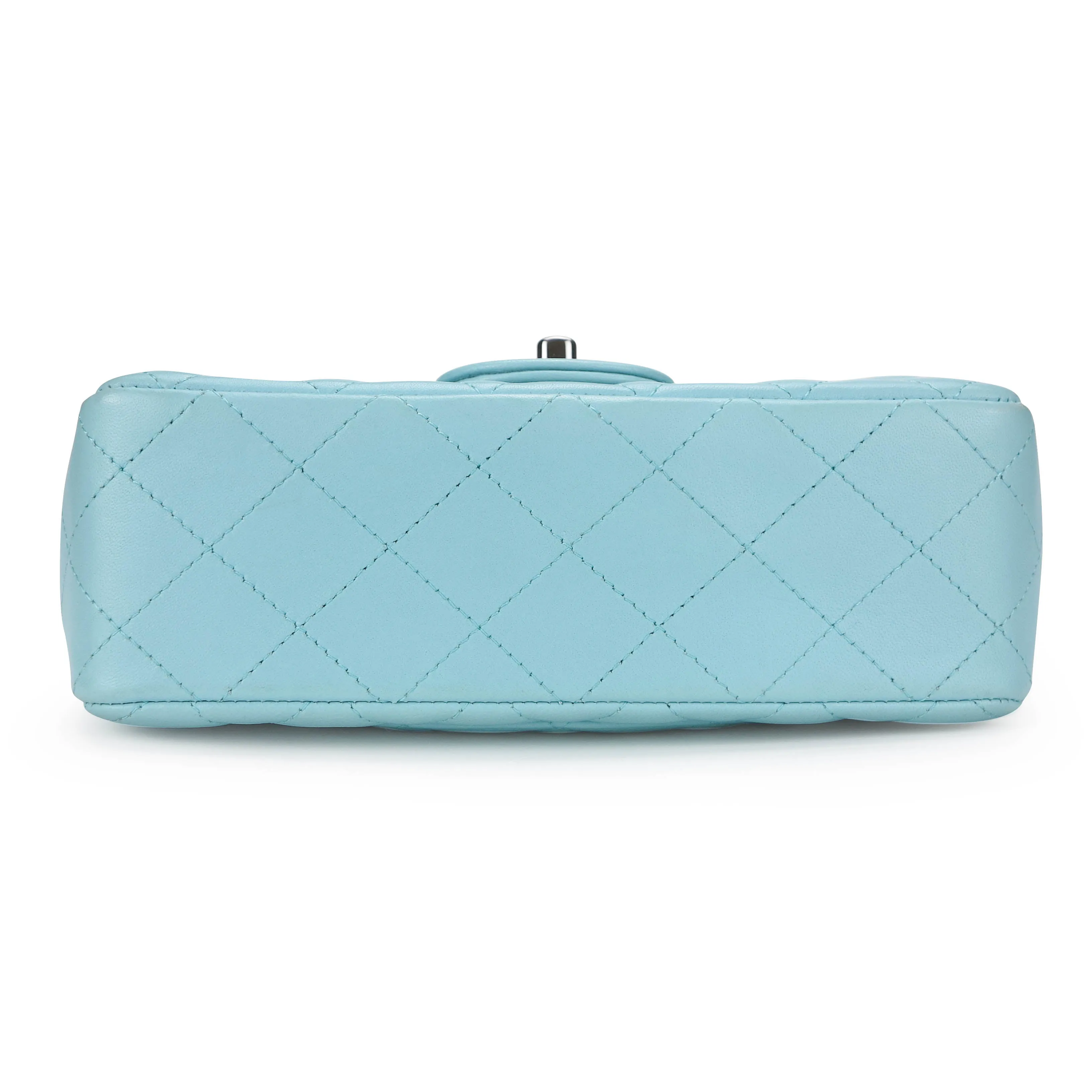 19C Tiffany Blue Lambskin Mini Rectangular Flap Bag