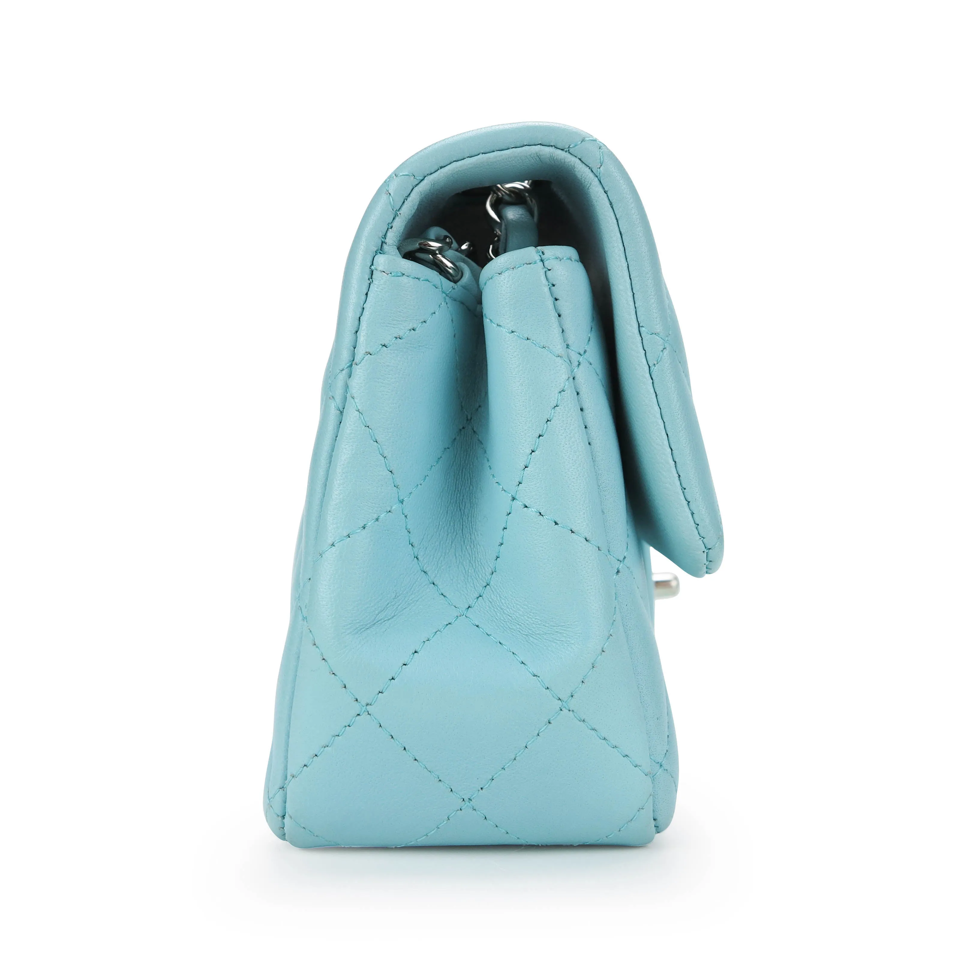 19C Tiffany Blue Lambskin Mini Rectangular Flap Bag