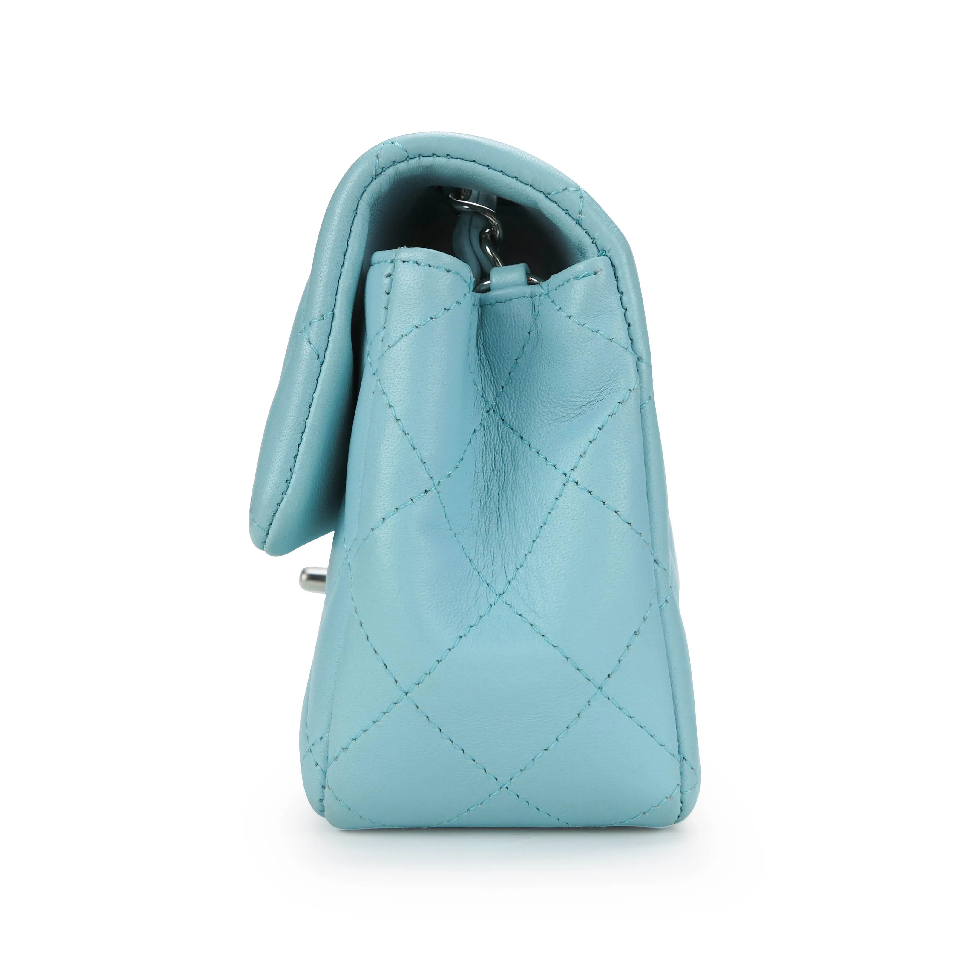 19C Tiffany Blue Lambskin Mini Rectangular Flap Bag
