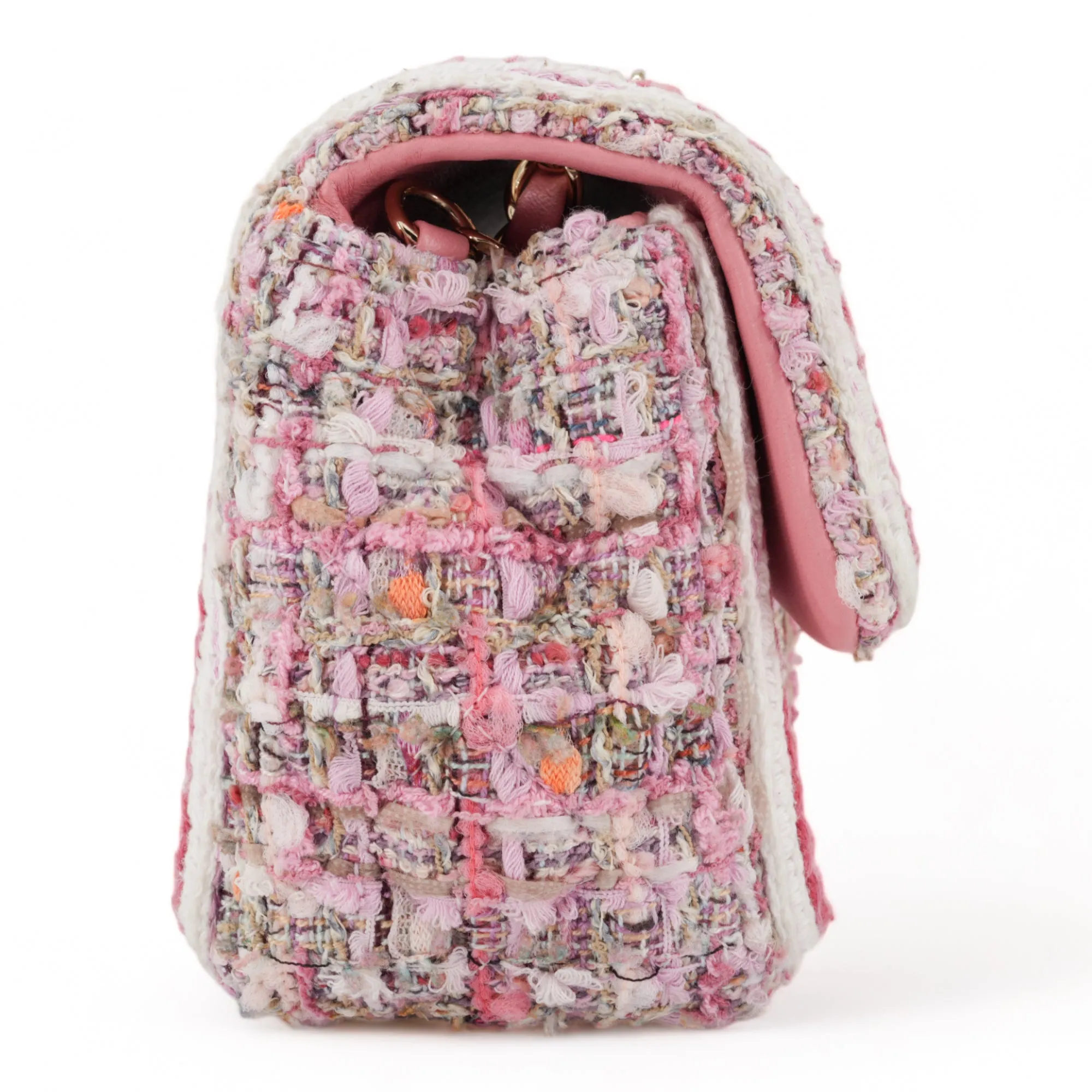 19S Pink Tweed Mini Rectangular Flap Bag