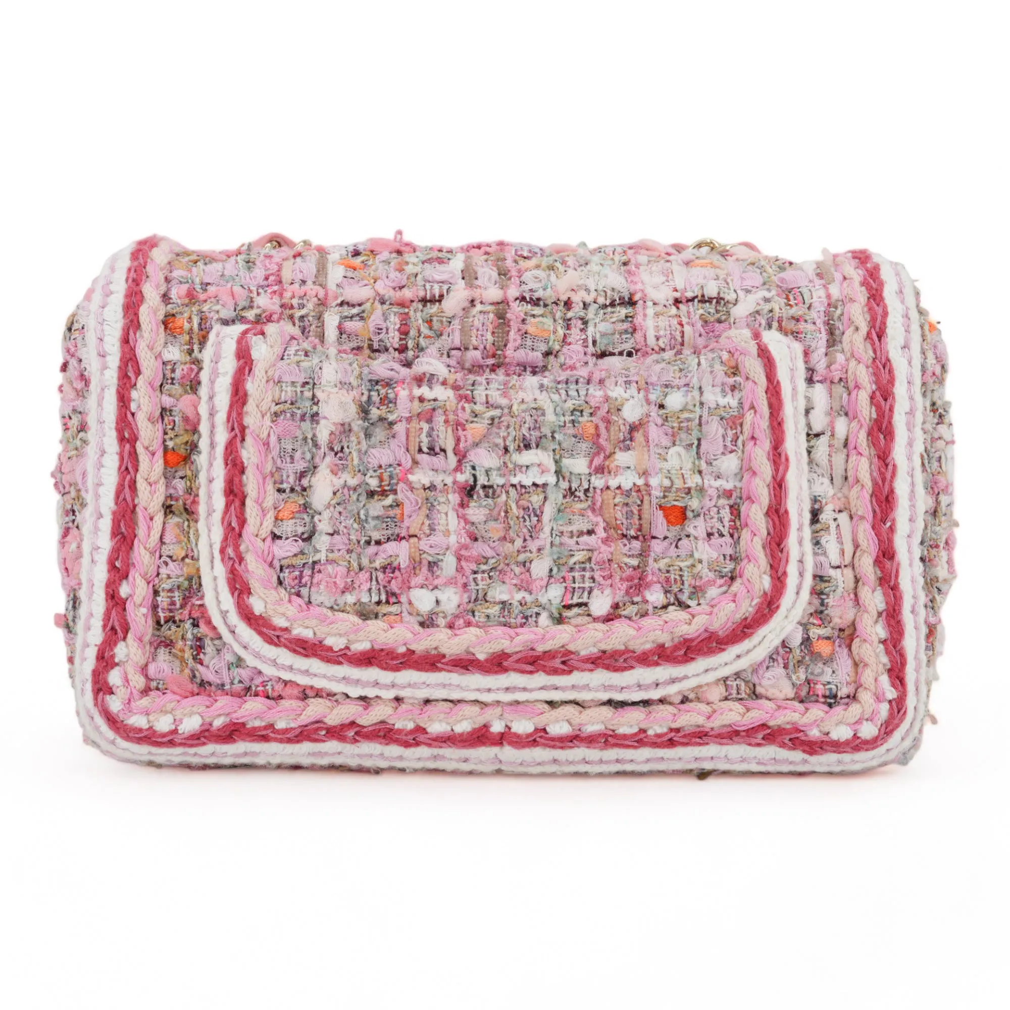19S Pink Tweed Mini Rectangular Flap Bag