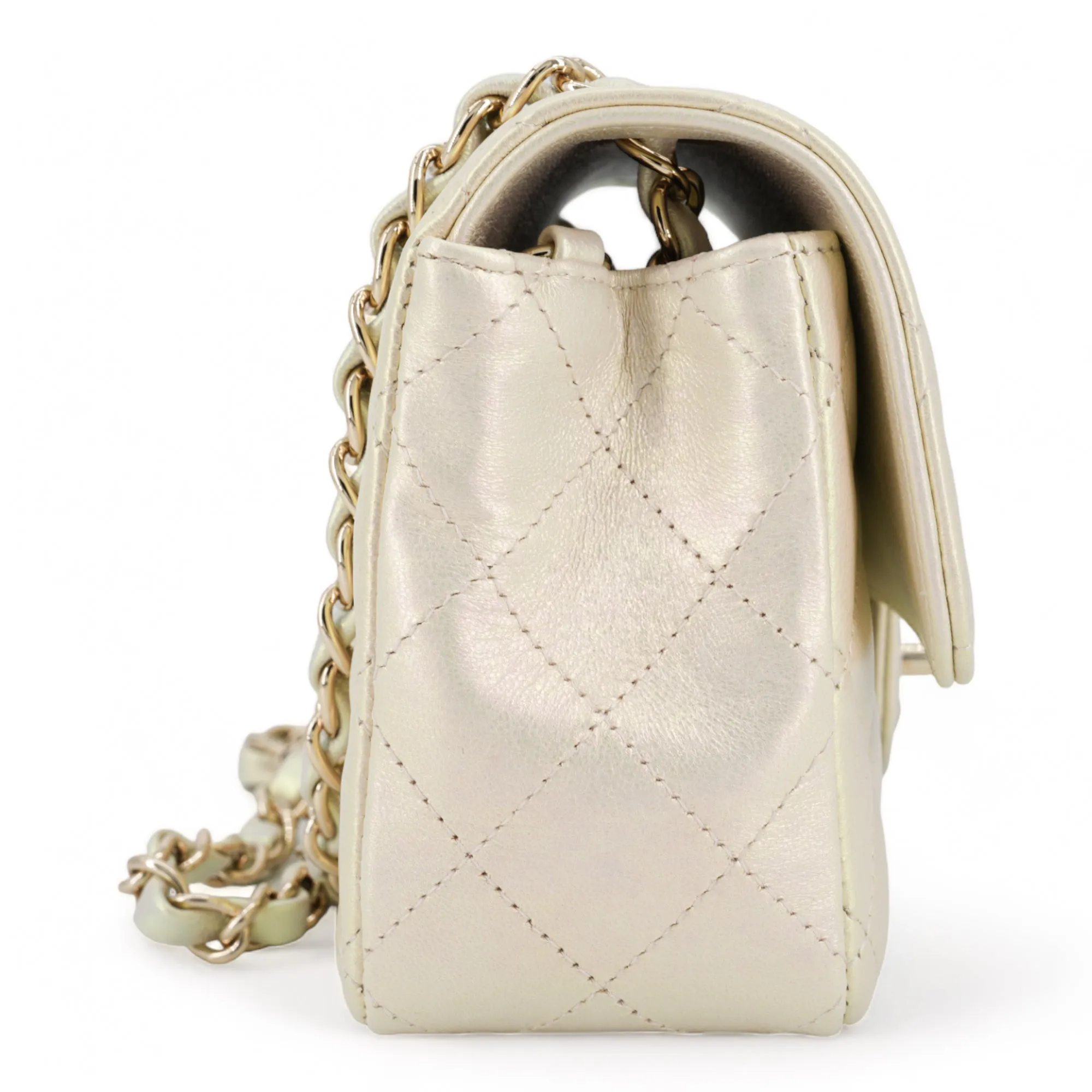 20B Iridescent Ivory Mini Rectangular Flap Bag