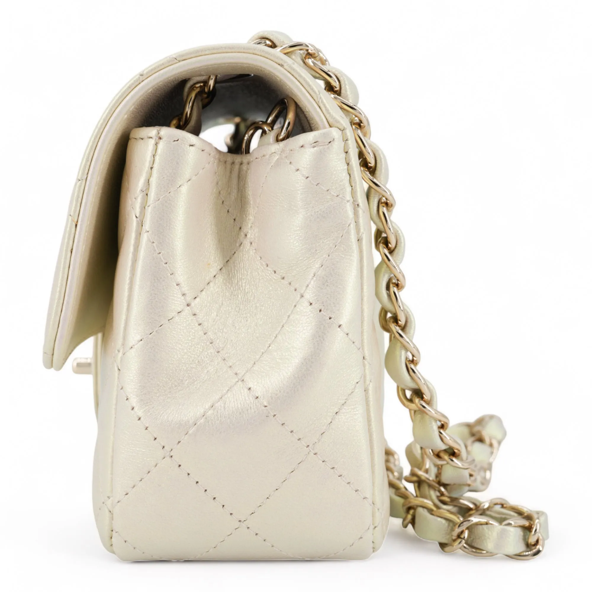 20B Iridescent Ivory Mini Rectangular Flap Bag