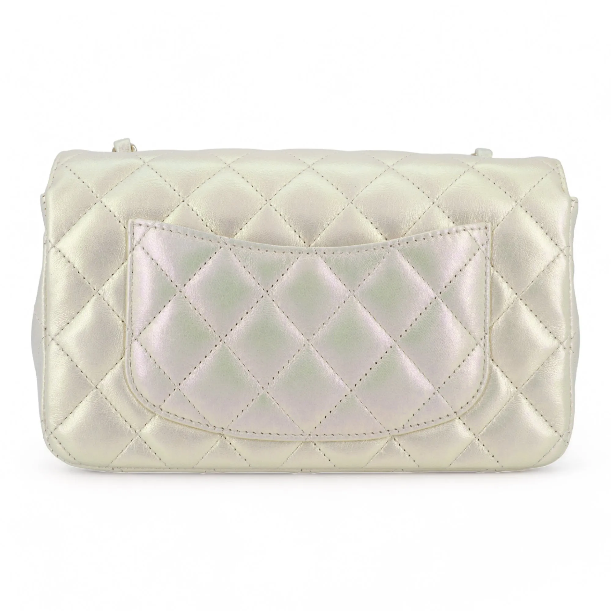 20B Iridescent Ivory Mini Rectangular Flap Bag
