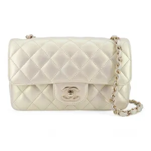 20B Iridescent Ivory Mini Rectangular Flap Bag