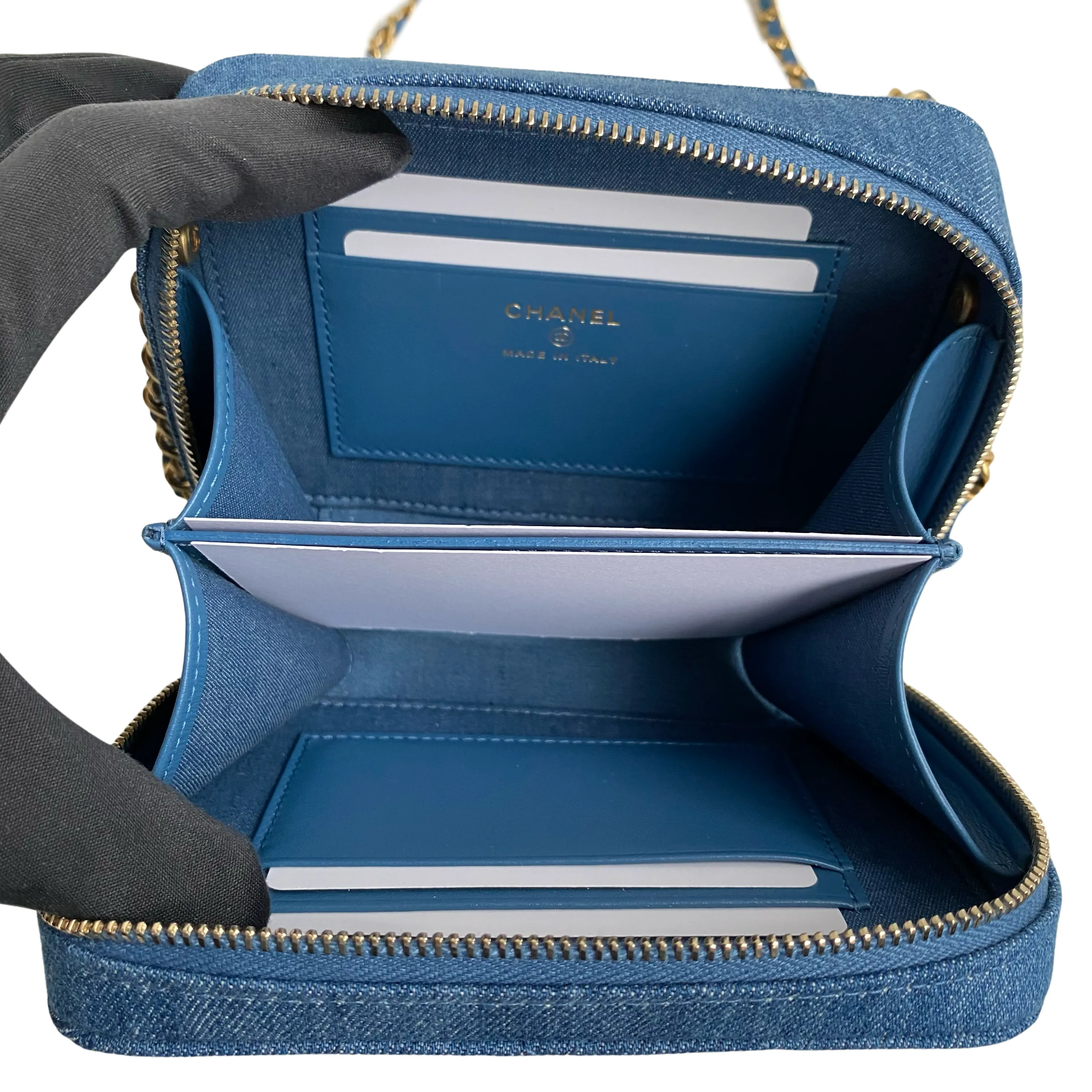 22C Denim Pearl Crush Mini Camera Bag