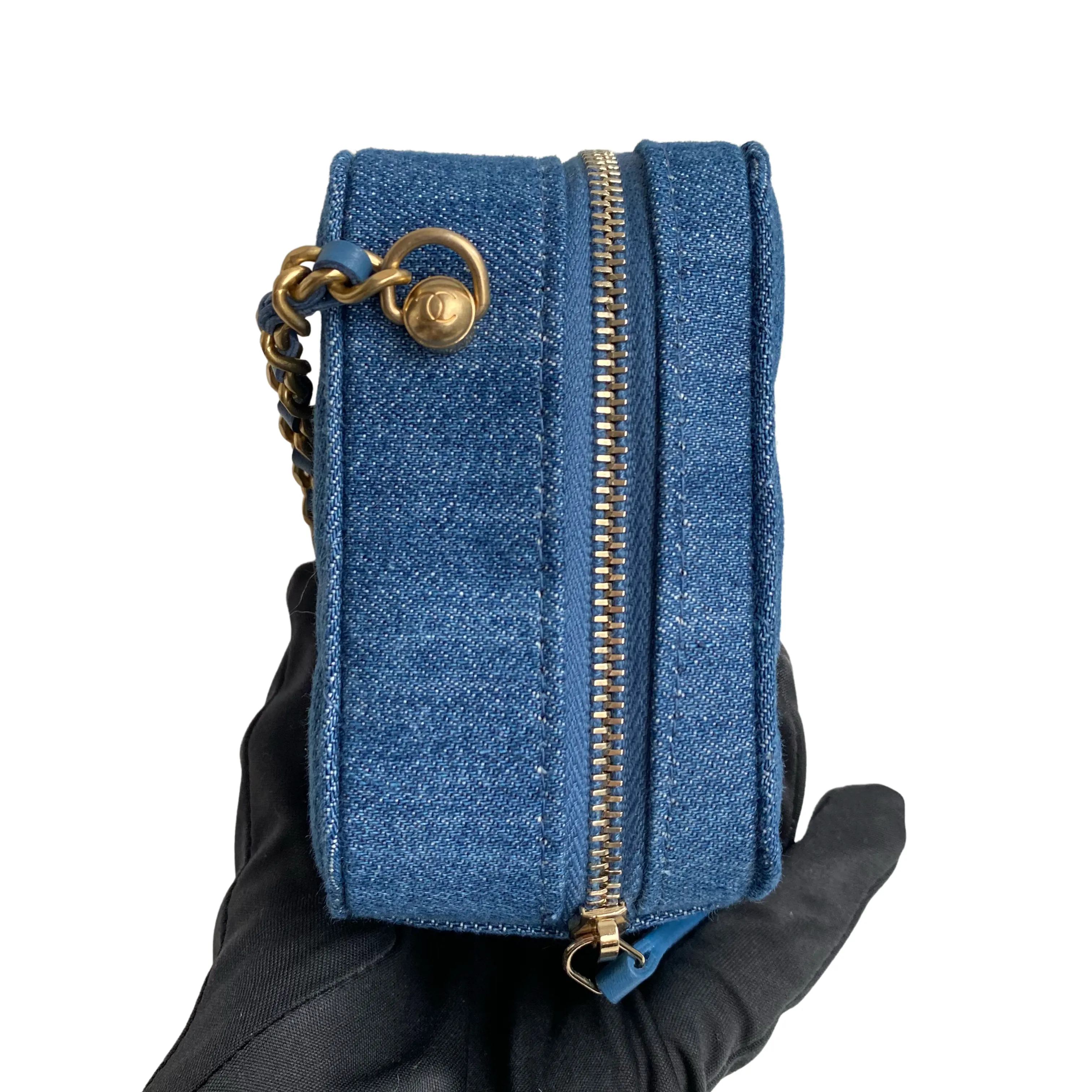 22C Denim Pearl Crush Mini Camera Bag