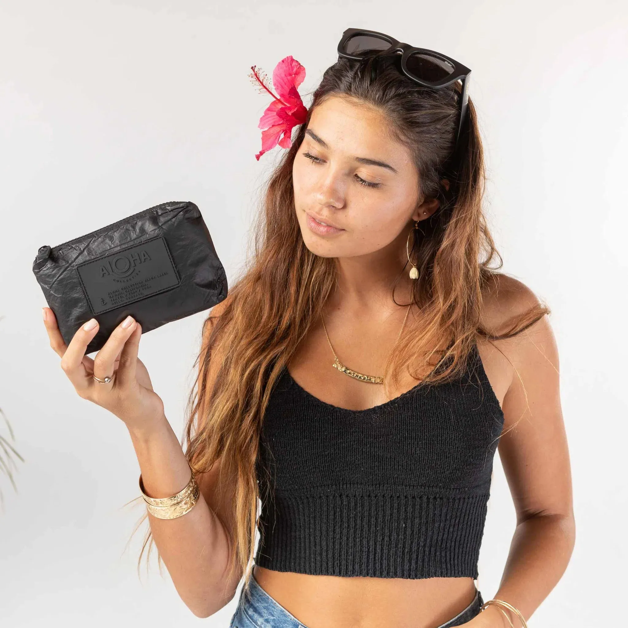 Aloha Mini Monochrome Pouch Black
