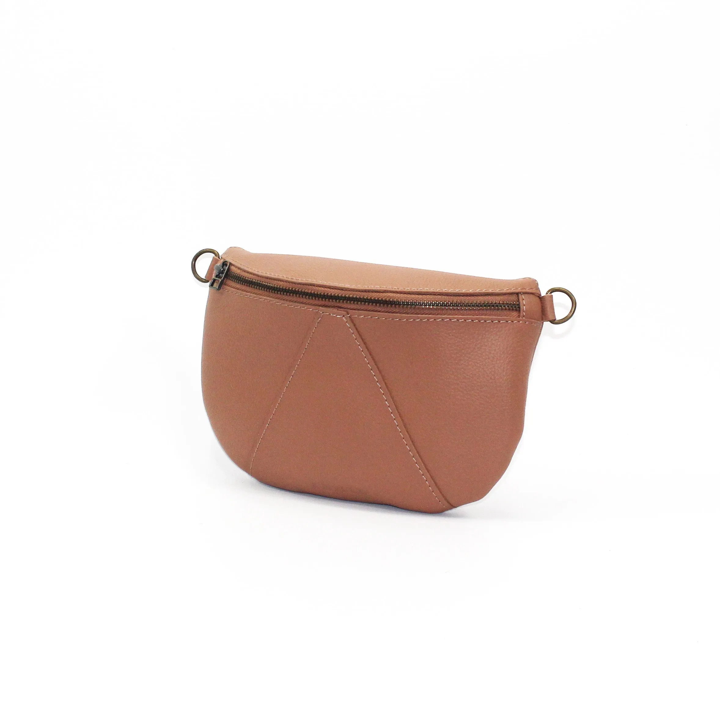 Antelo Ruby Eclipse Leather Crossbody - Iced Coffee With Baby Leopard Strap