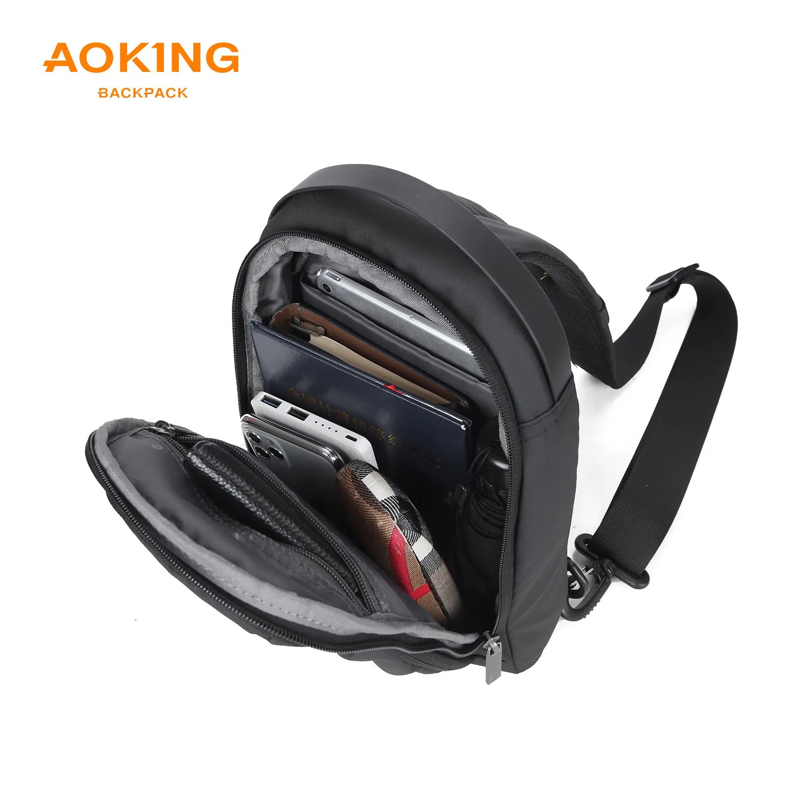 Aoking Black Fashion Men Waterproof Sling Bag SY3085-5
