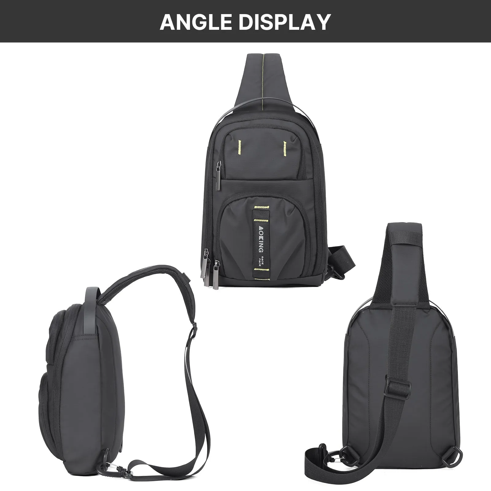Aoking Black Fashion Men Waterproof Sling Bag SY3085-5