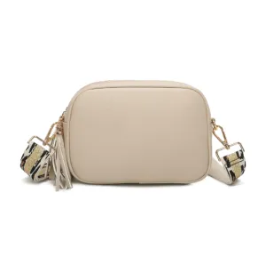 Beige Double Zip Bag with Strap