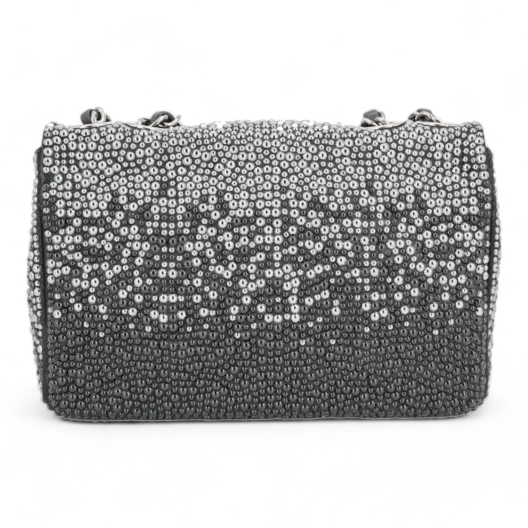 Black and White Ombré Pearl Mini Flap Bag