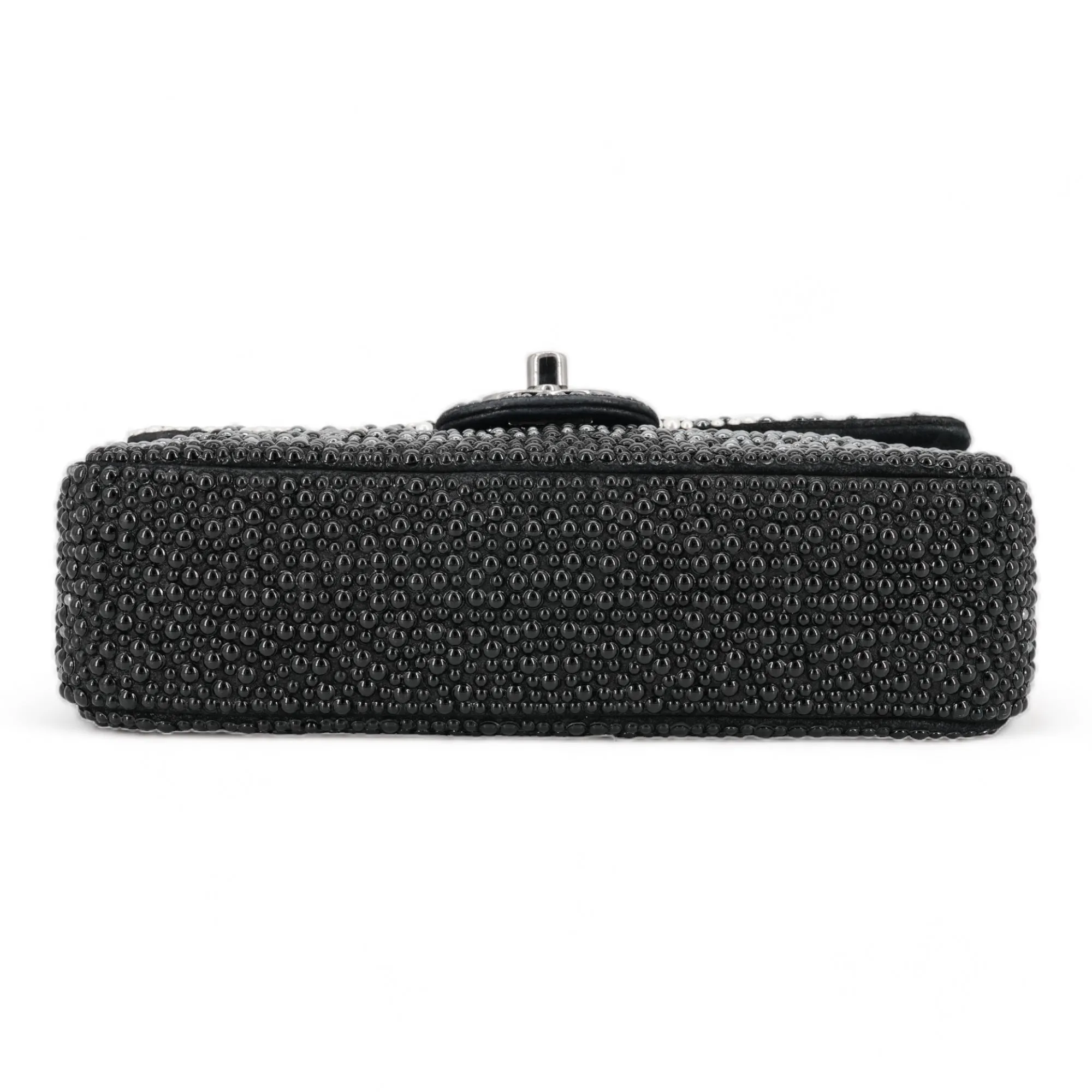 Black and White Ombré Pearl Mini Flap Bag