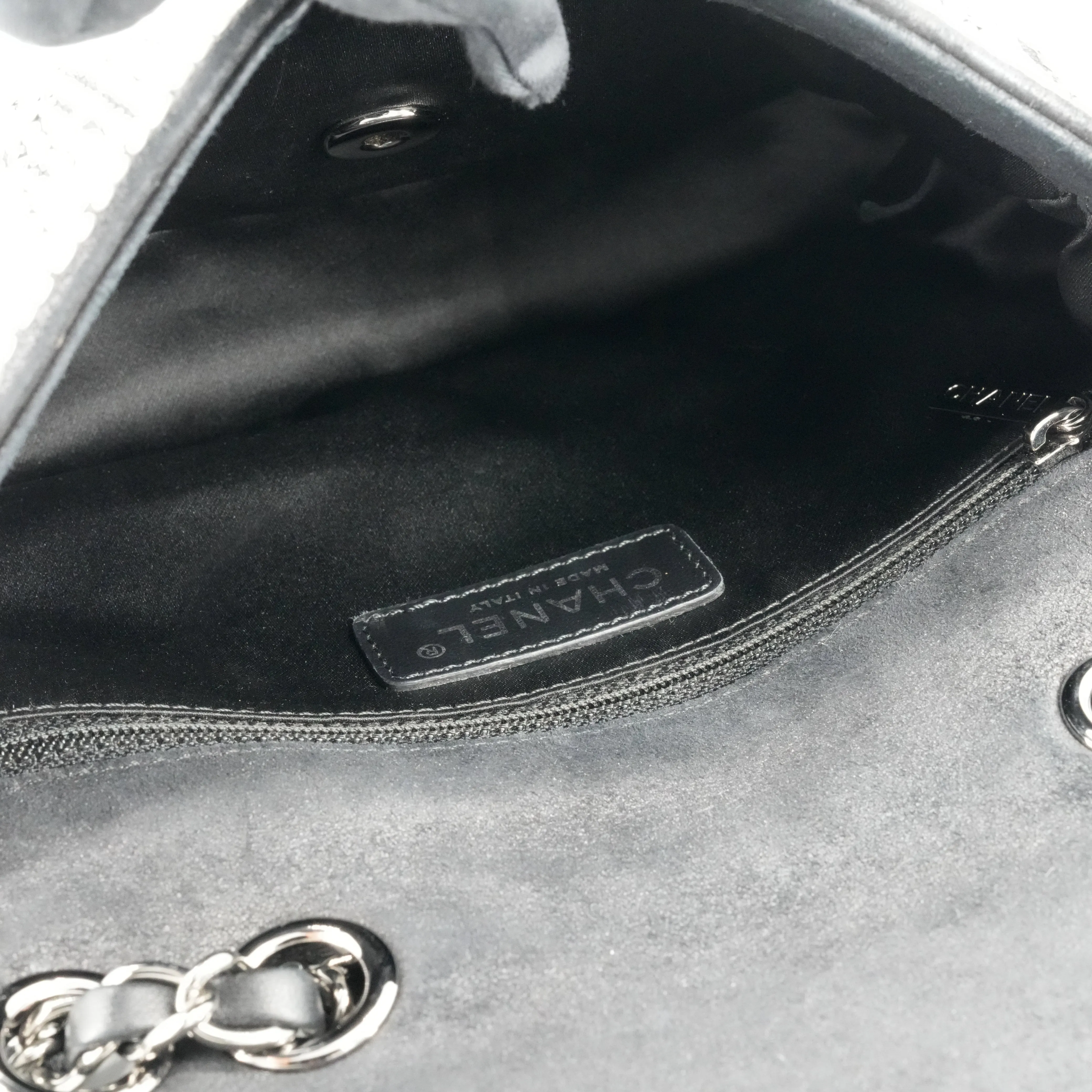 Black and White Ombré Pearl Mini Flap Bag