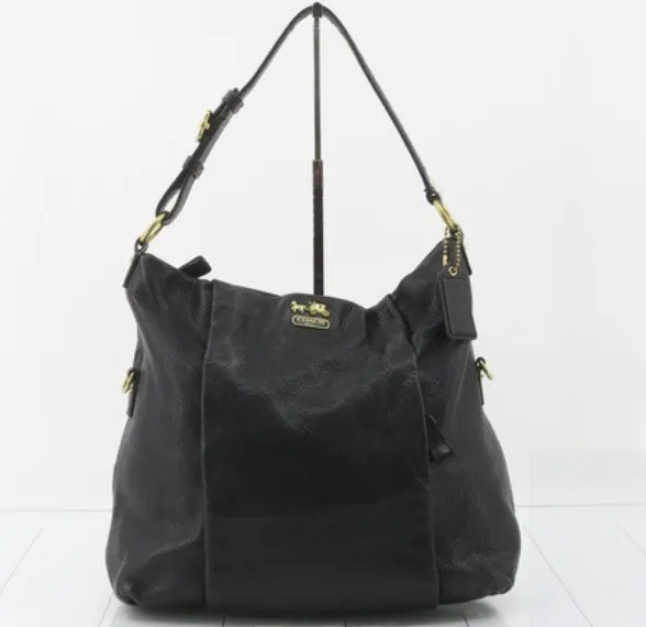 Black Colour Leather Shoulder Coach Bag