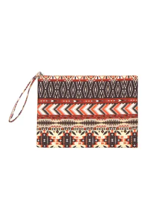 BROWN AZTEC PATTERN POUCH