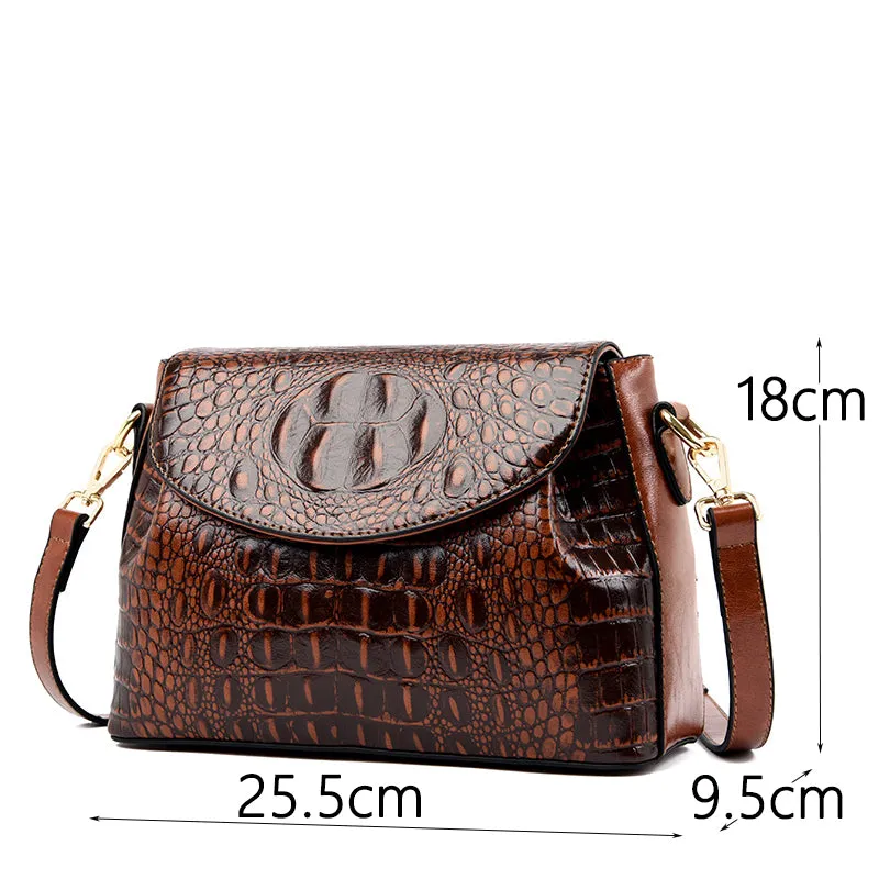 Burgundy Shoulder Women Bag Crocodile Pattern Bag