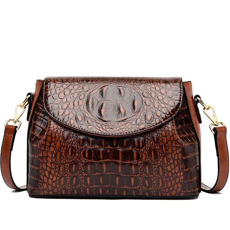 Burgundy Shoulder Women Bag Crocodile Pattern Bag