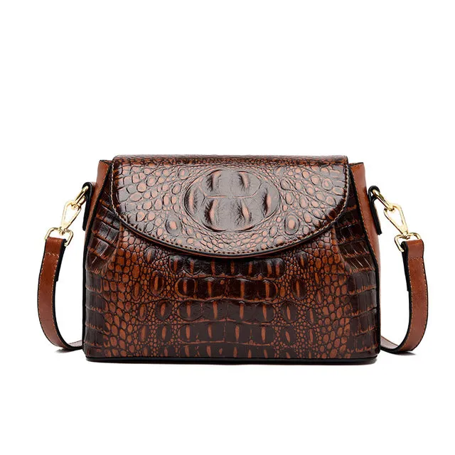 Burgundy Shoulder Women Bag Crocodile Pattern Bag