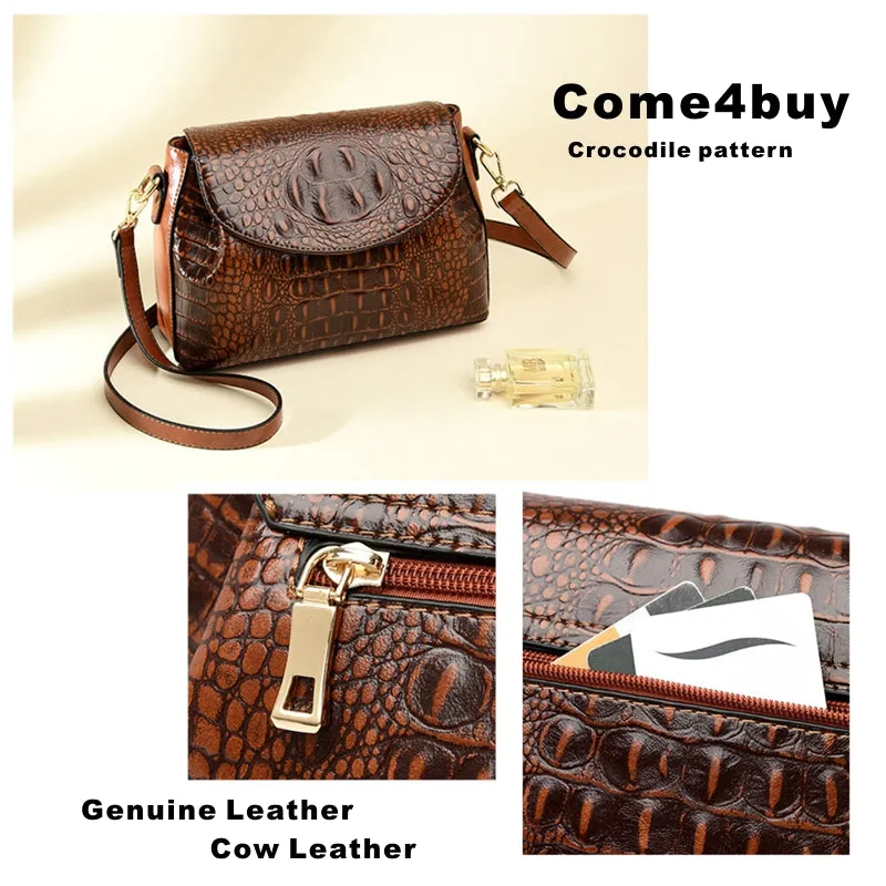 Burgundy Shoulder Women Bag Crocodile Pattern Bag