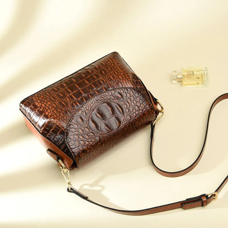 Burgundy Shoulder Women Bag Crocodile Pattern Bag