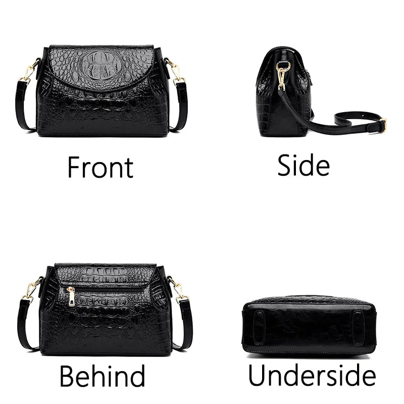 Burgundy Shoulder Women Bag Crocodile Pattern Bag