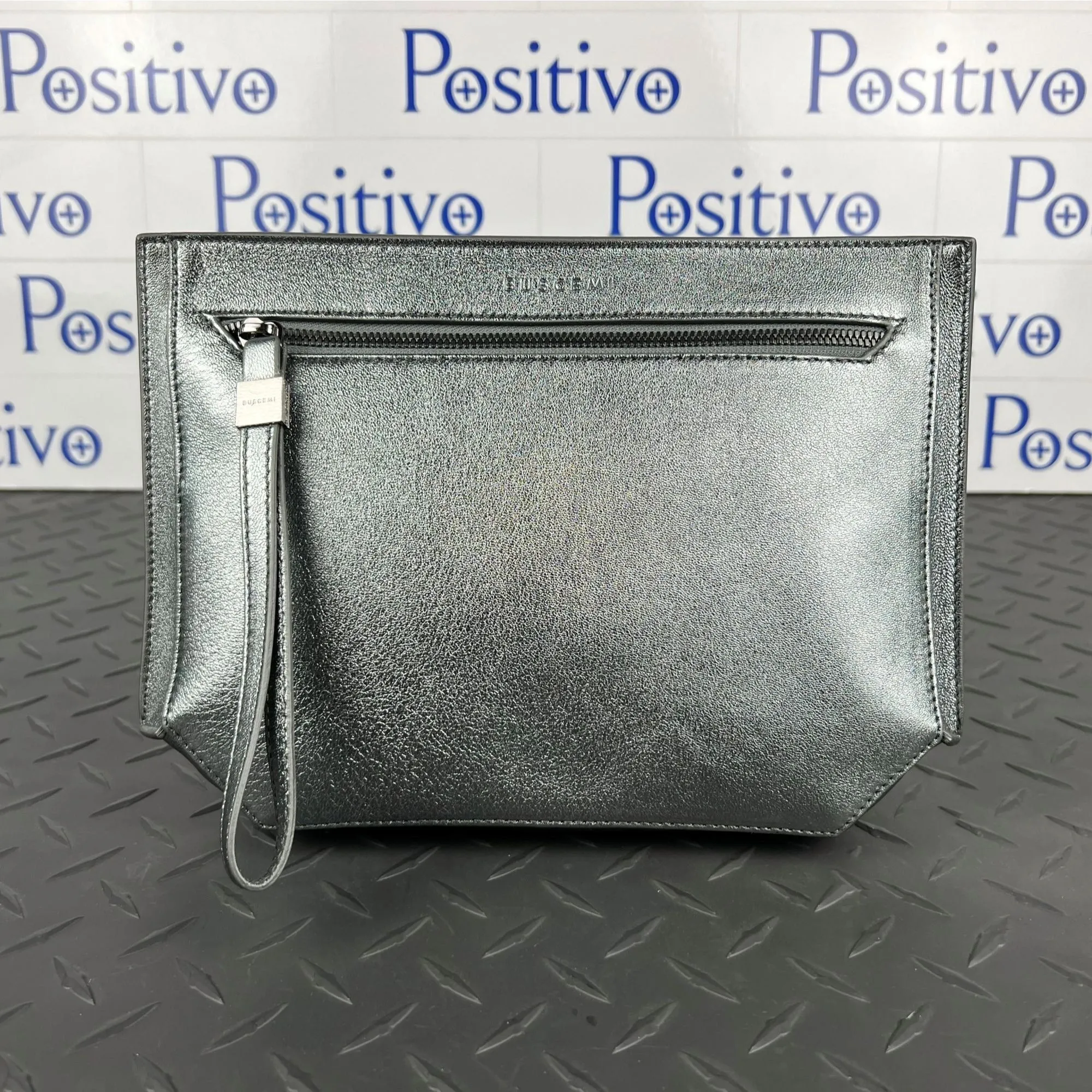 Buscemi Women's Pouch Woman Silver Leather Bag