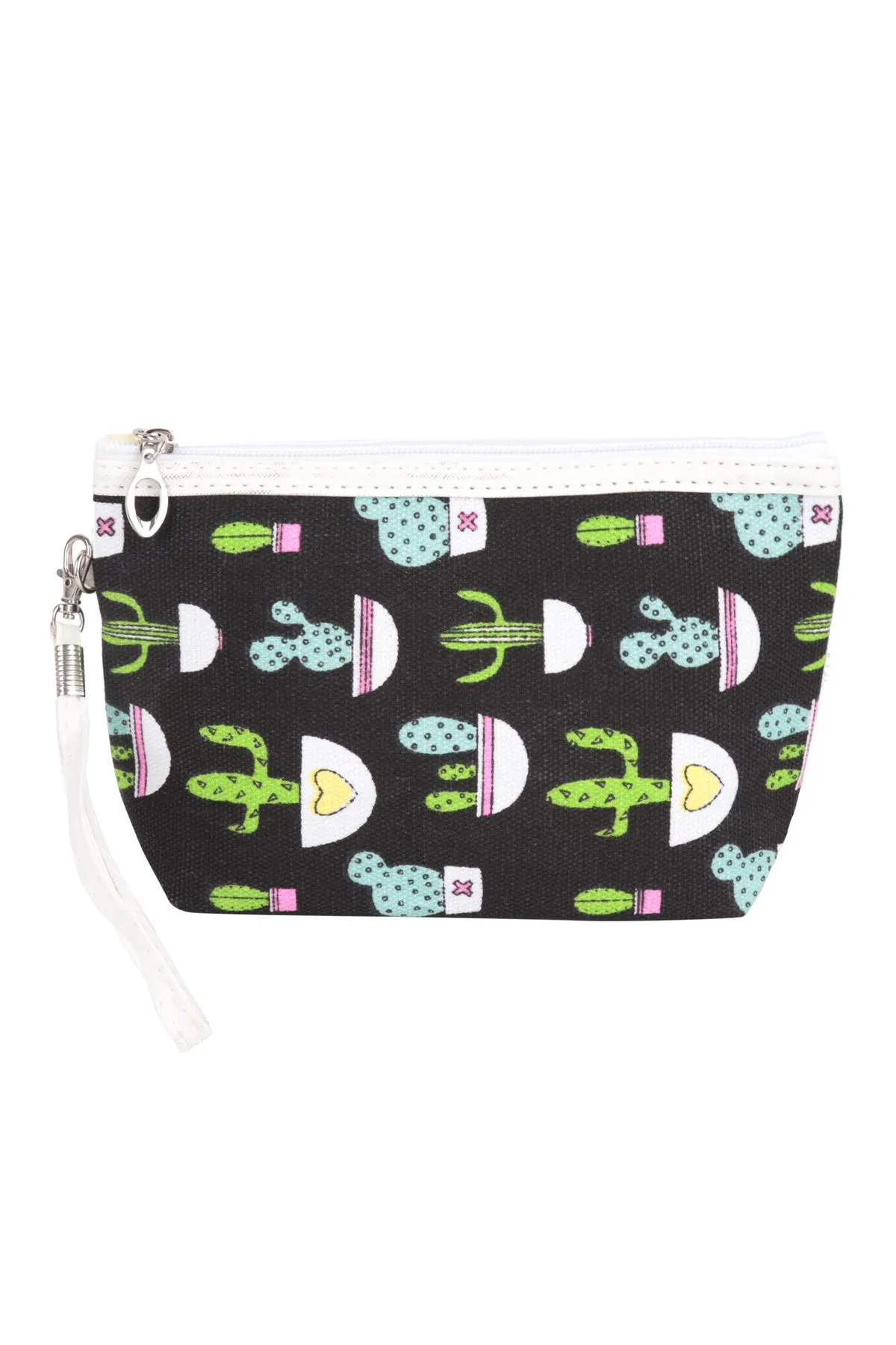 CACTUS PRINT COSMETIC POUCH BAG W/ WRISTLET