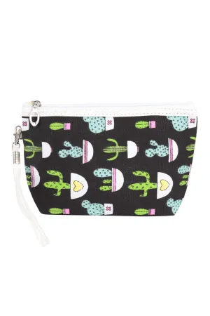 CACTUS PRINT COSMETIC POUCH BAG W/ WRISTLET