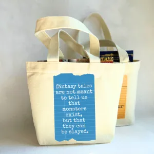 Canvas Mini Tote Bag - Fantasy Tales Teach us to Slay Library Card