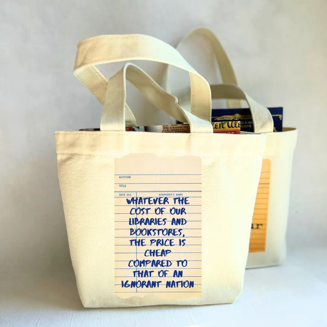 Canvas Mini Tote Bag -  Libraries and Bookstores Library Card