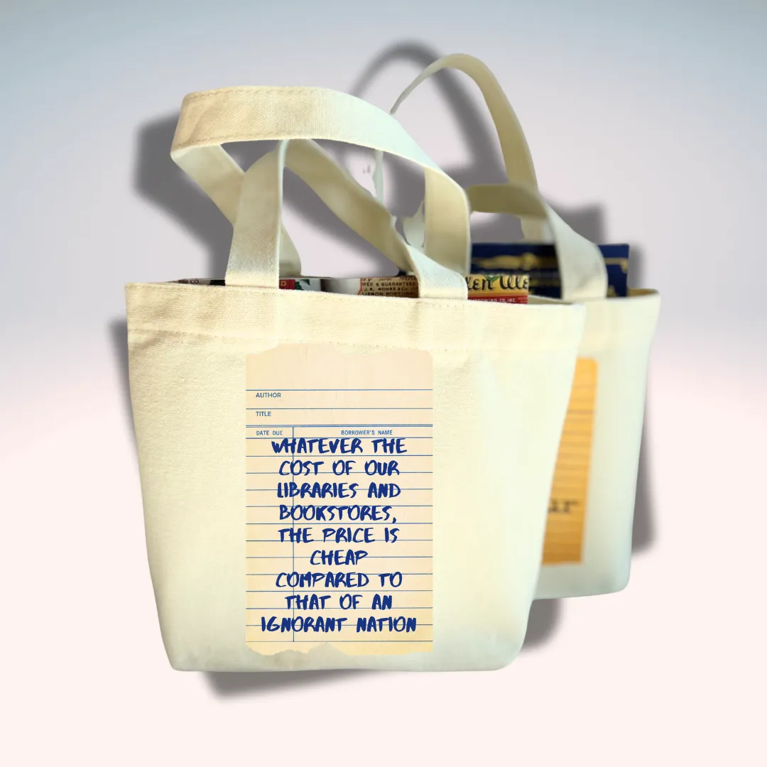 Canvas Mini Tote Bag -  Libraries and Bookstores Library Card