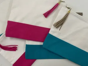 Canvas Zippered Pouch with Tassel