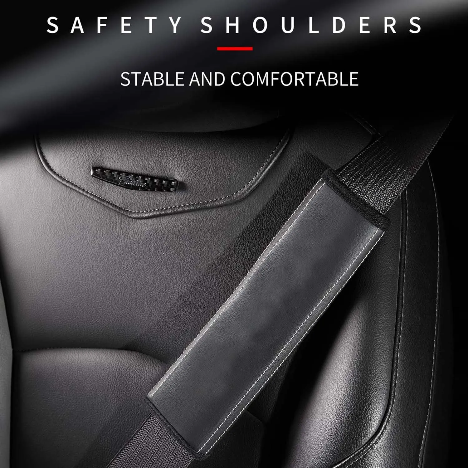 Car Seat Belt Covers (2PCS), Custom Fit For Your Cars, Microfiber Leather Seat Belt Shoulder Pads for More Comfortable Driving, Car Accessories SU13994