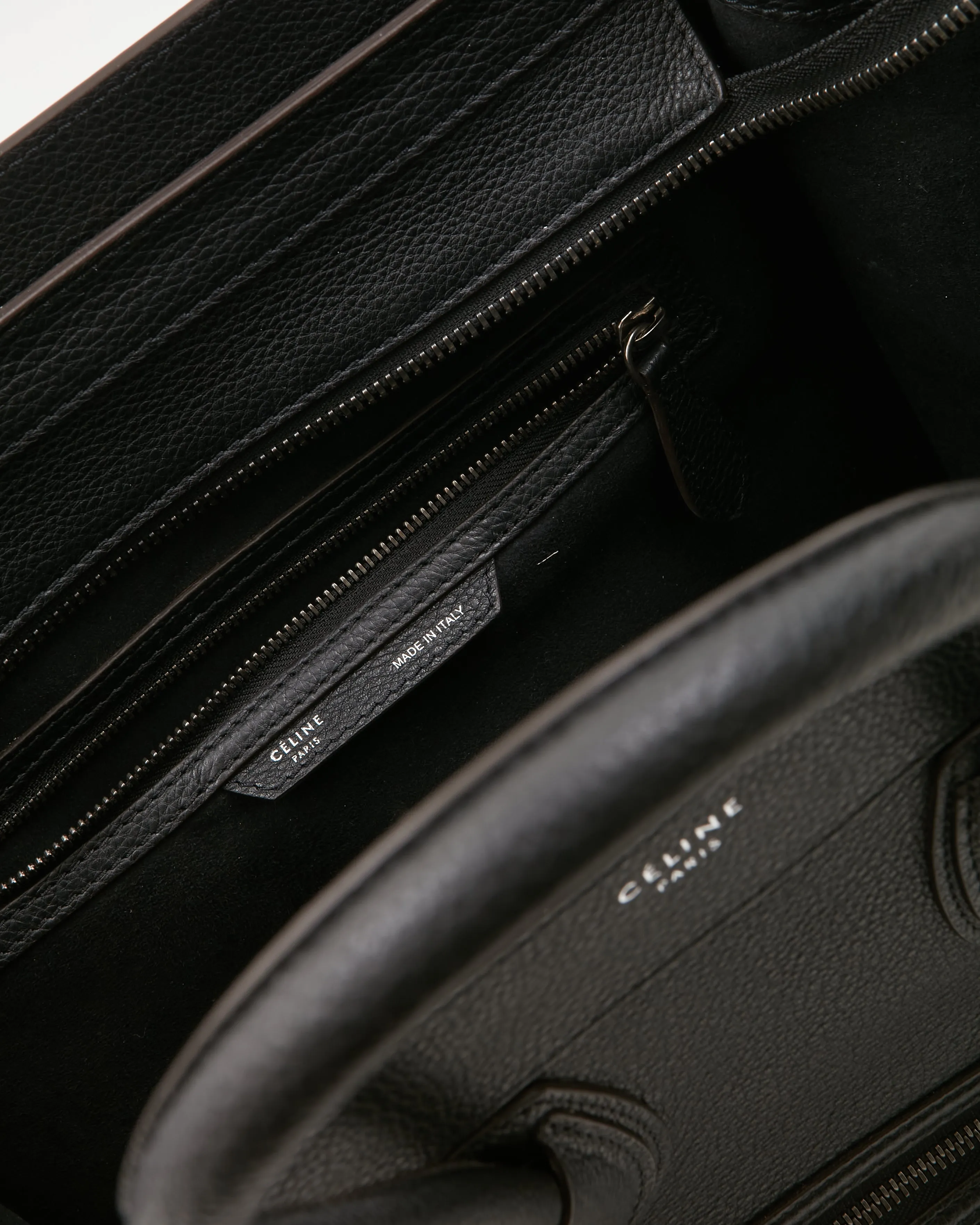 Celine Black Leather  Mini Luggage Tote Bag