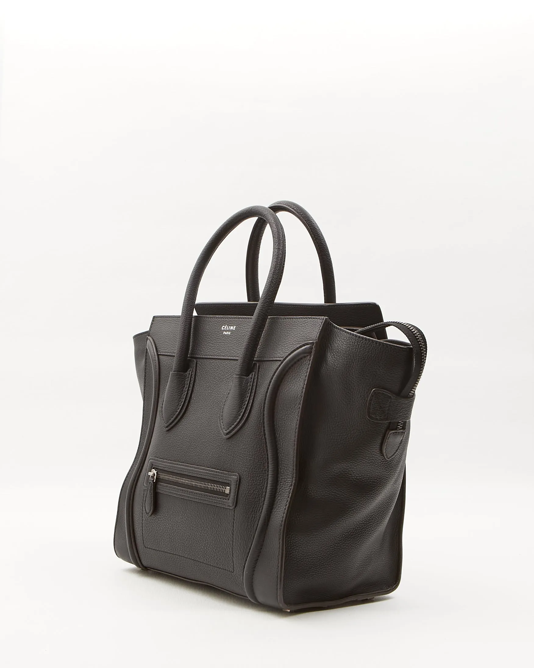 Celine Black Leather  Mini Luggage Tote Bag