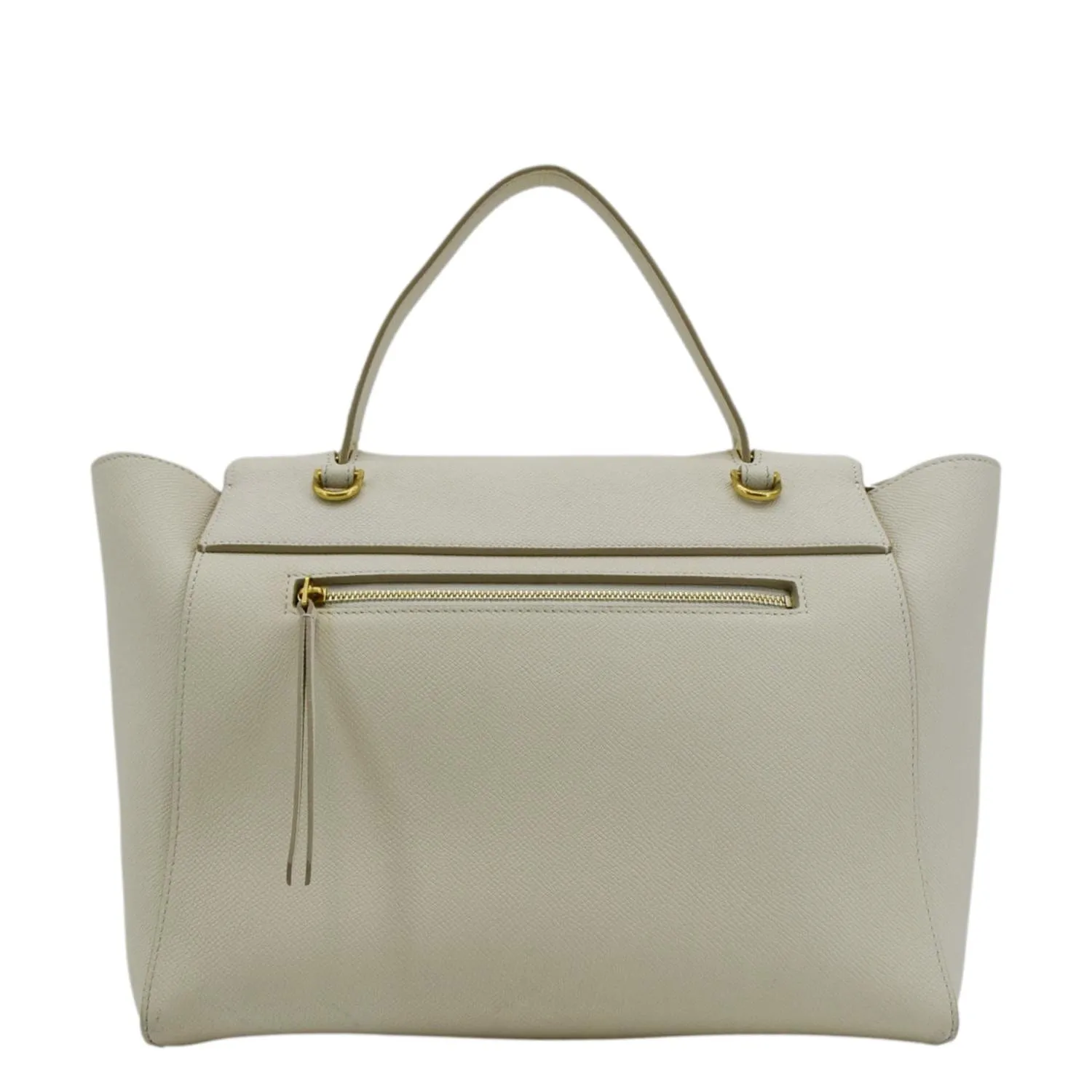 CELINE Mini Belt Grained Calfskin Leather Shoulder Bag White