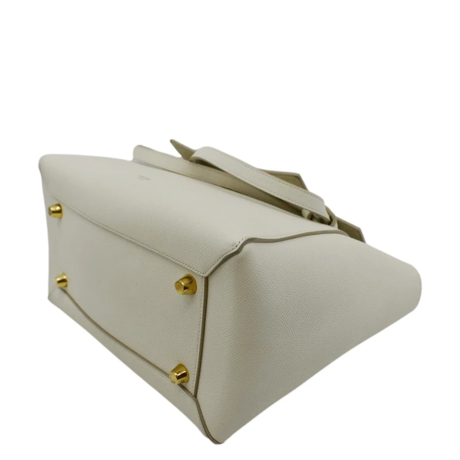 CELINE Mini Belt Grained Calfskin Leather Shoulder Bag White
