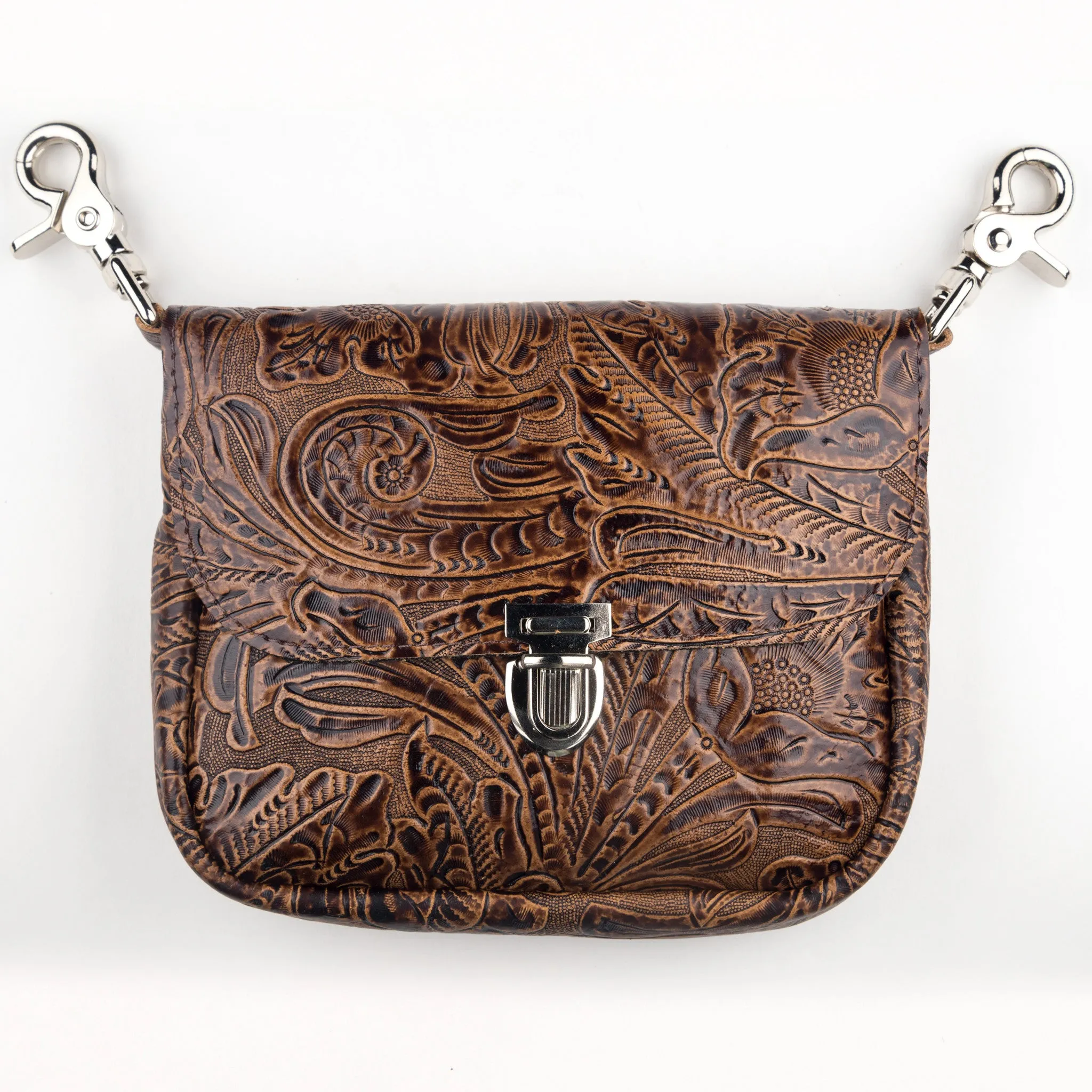 CF54  Clip Pouch - Brown Floral