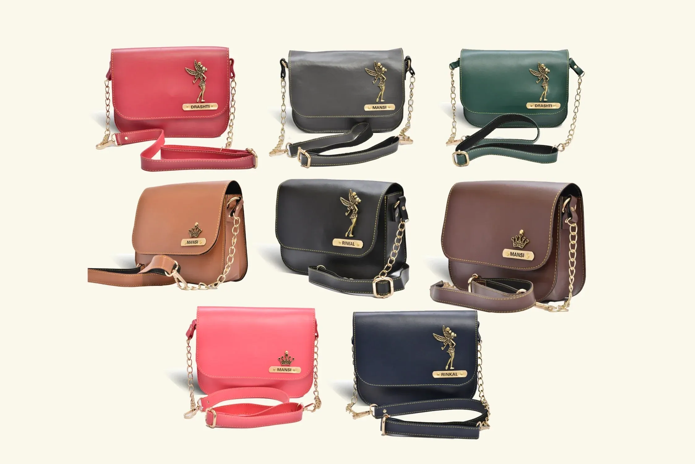 Chained Sling Bag & Men's Wallet & Personalised Couple Rainbow Classic WaterBottle - Olive Green