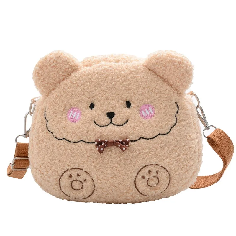 Cute Sweet Cartoon Plush Bear Crossbody Bags